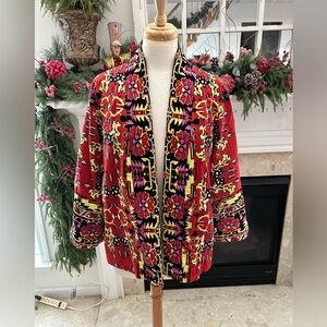 Soft Surroundings Multicolor Patterned Velvet Jacket